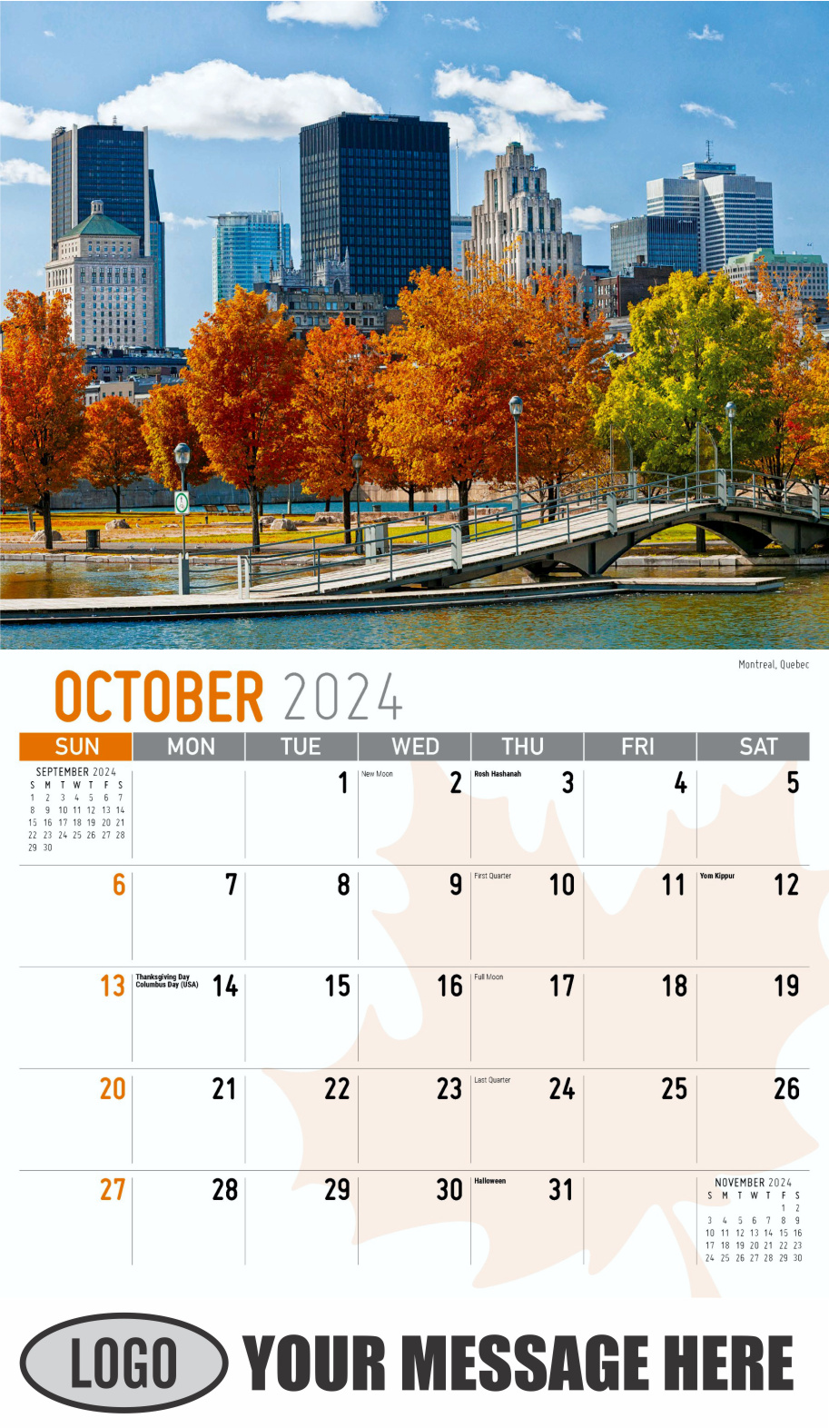 Scenes of Canada 2024 Business Promotion Wall Calendar - October