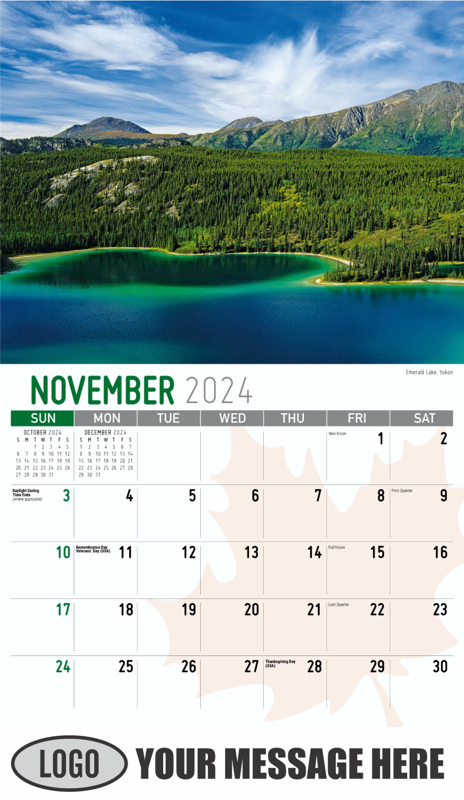 Scenes of Canada 2024 Business Promotion Wall Calendar - November