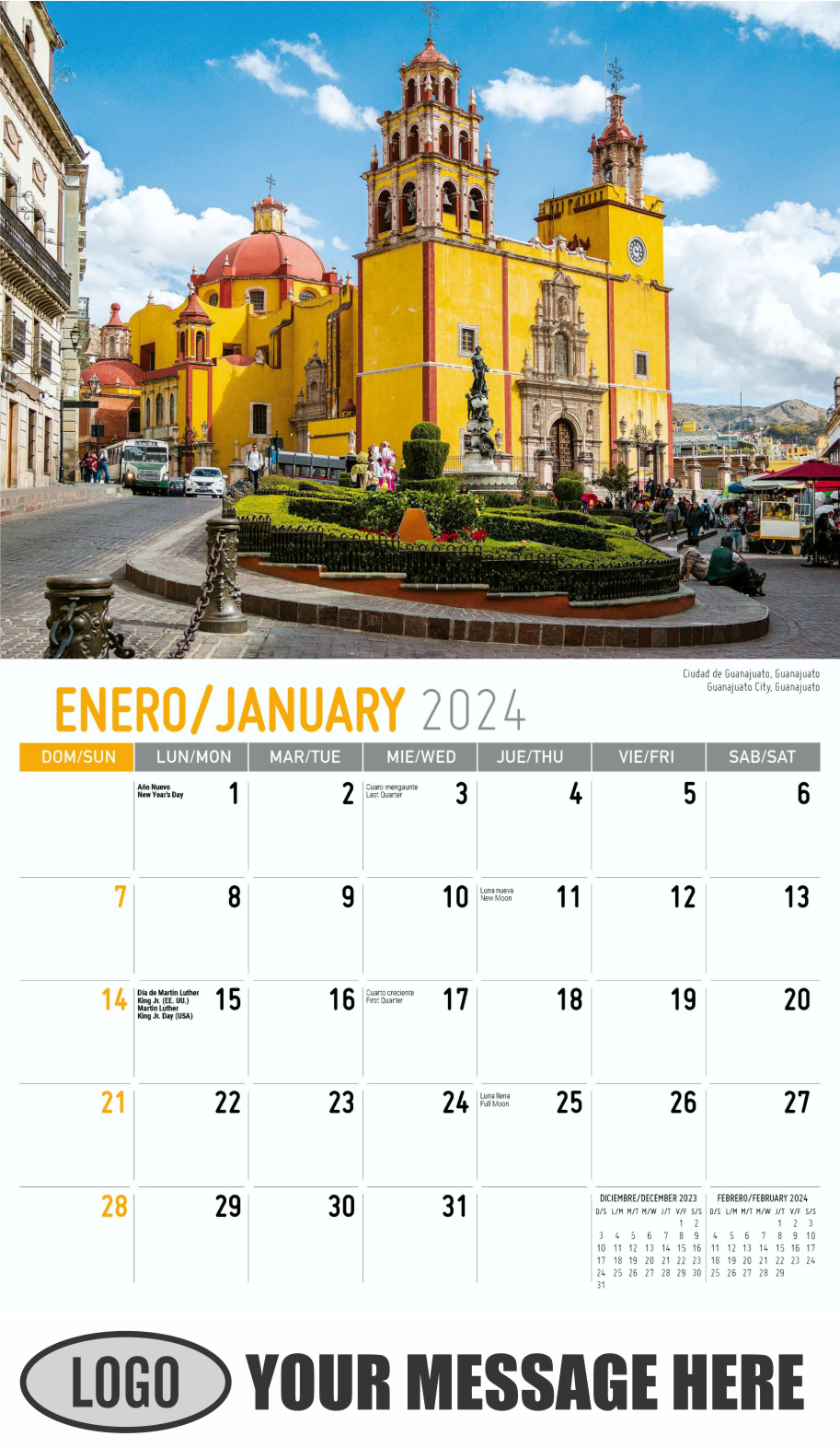 Scenes of Mexico 2024 Bilingual Business Promo Calendar - January