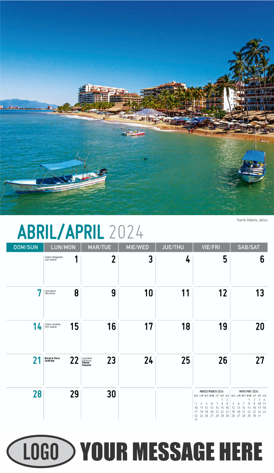 Scenes of Mexico 2024 Bilingual Business Promo Calendar - April