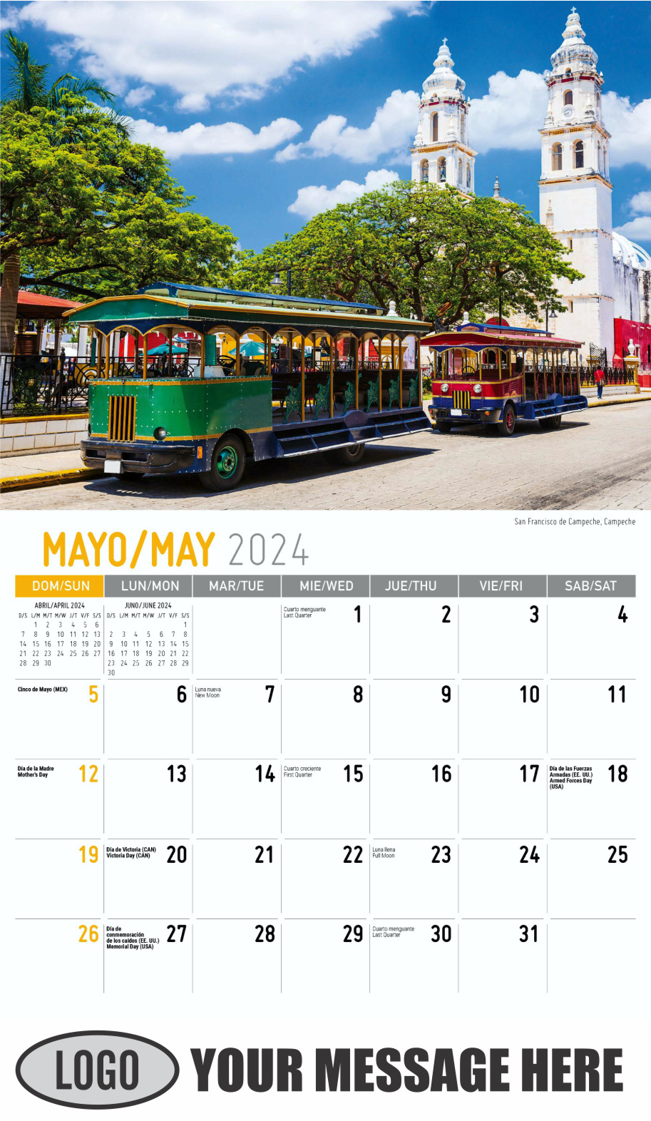 Scenes of Mexico 2024 Bilingual Business Promo Calendar - May