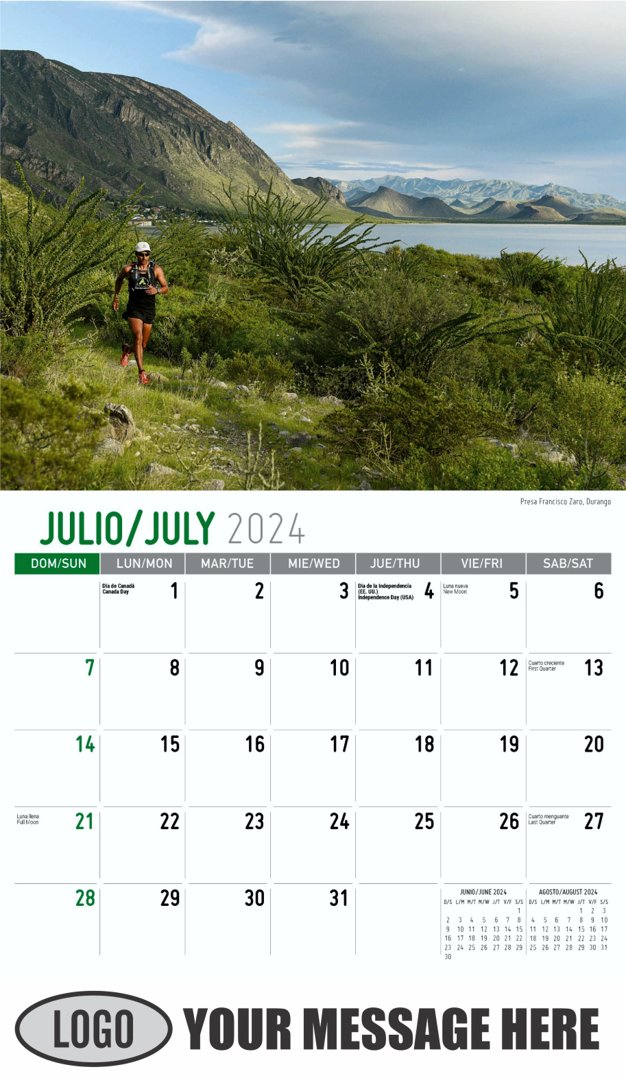Scenes of Mexico 2024 Bilingual Business Promo Calendar - July