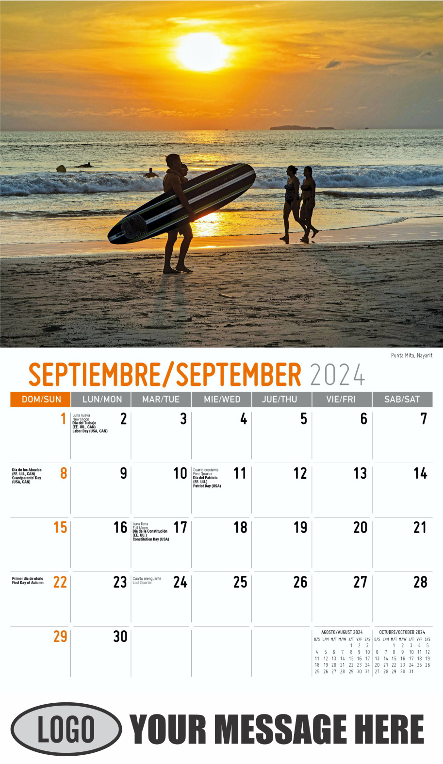 Scenes of Mexico 2024 Bilingual Business Promo Calendar - September