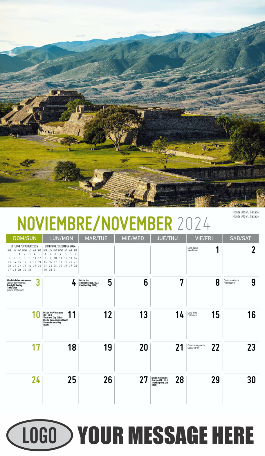 Scenes of Mexico 2024 Bilingual Business Promo Calendar - November