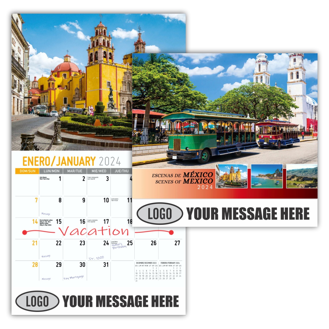 Scenes of Mexico 2024 Bilingual Business Promo calendar