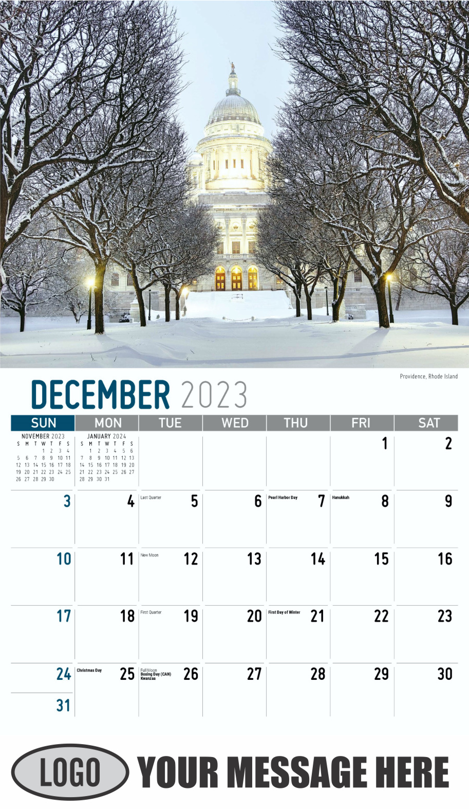 Scenes of New England 2024 Business Advertising Wall Calendar - December_a