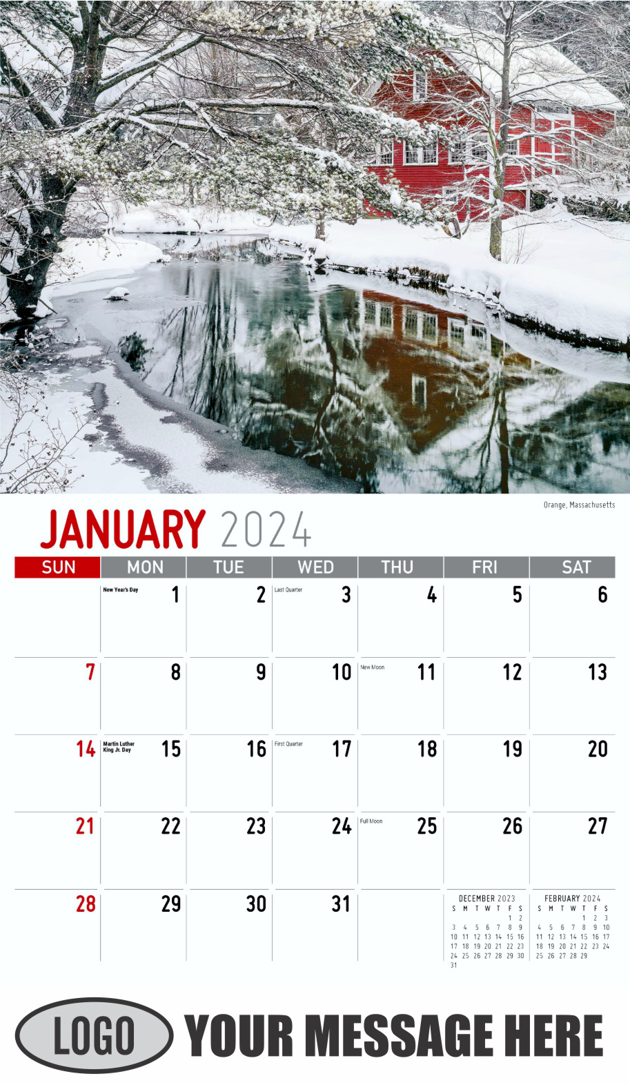 Scenes of New England 2024 Business Advertising Wall Calendar - January