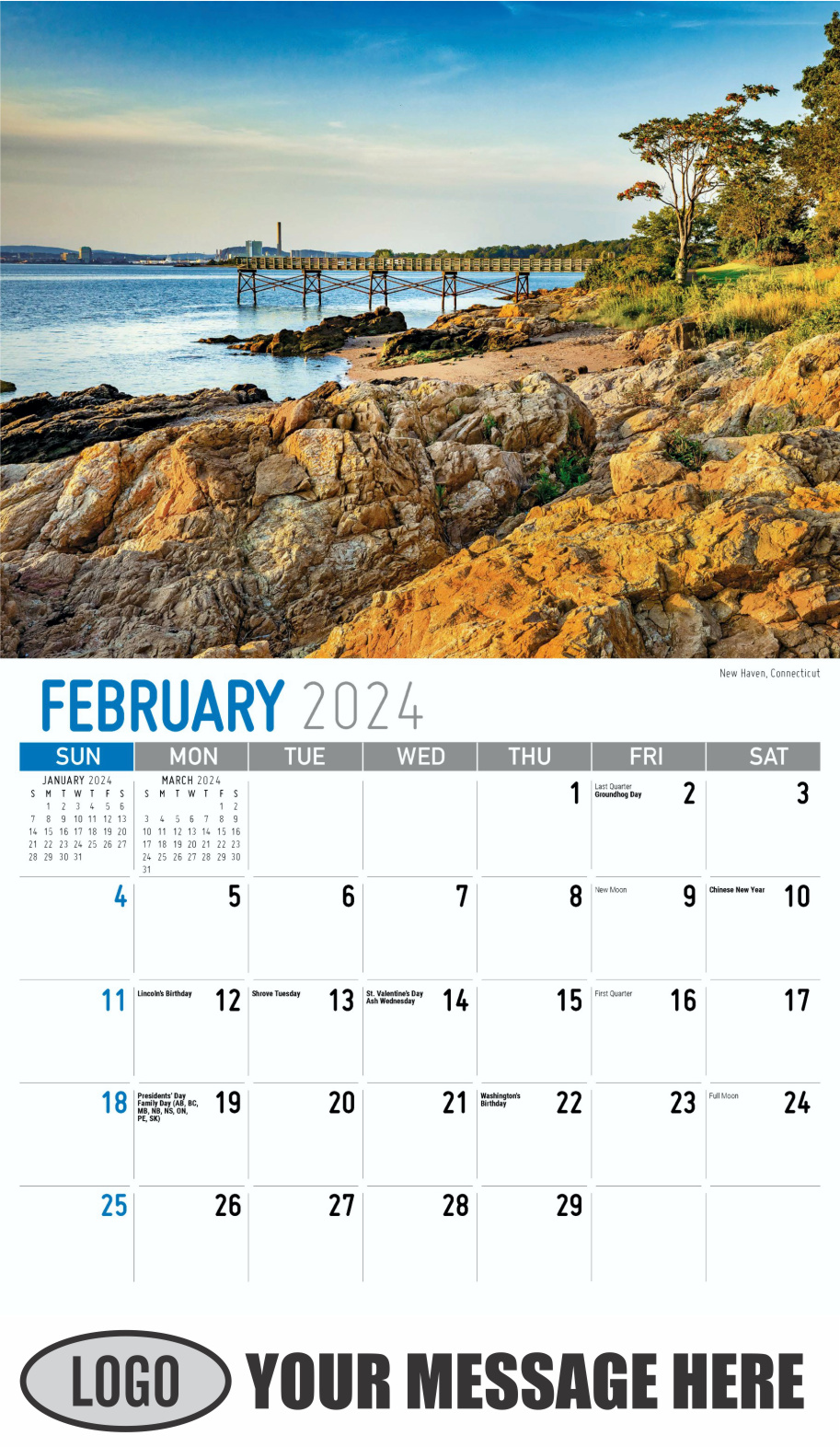 Scenes of New England 2024 Business Advertising Wall Calendar - February