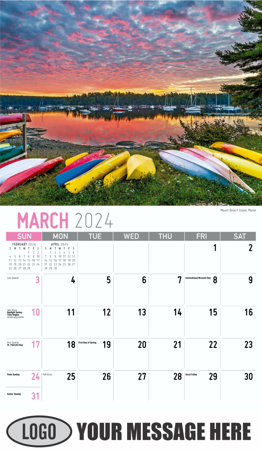 Scenes of New England 2024 Business Advertising Wall Calendar - March