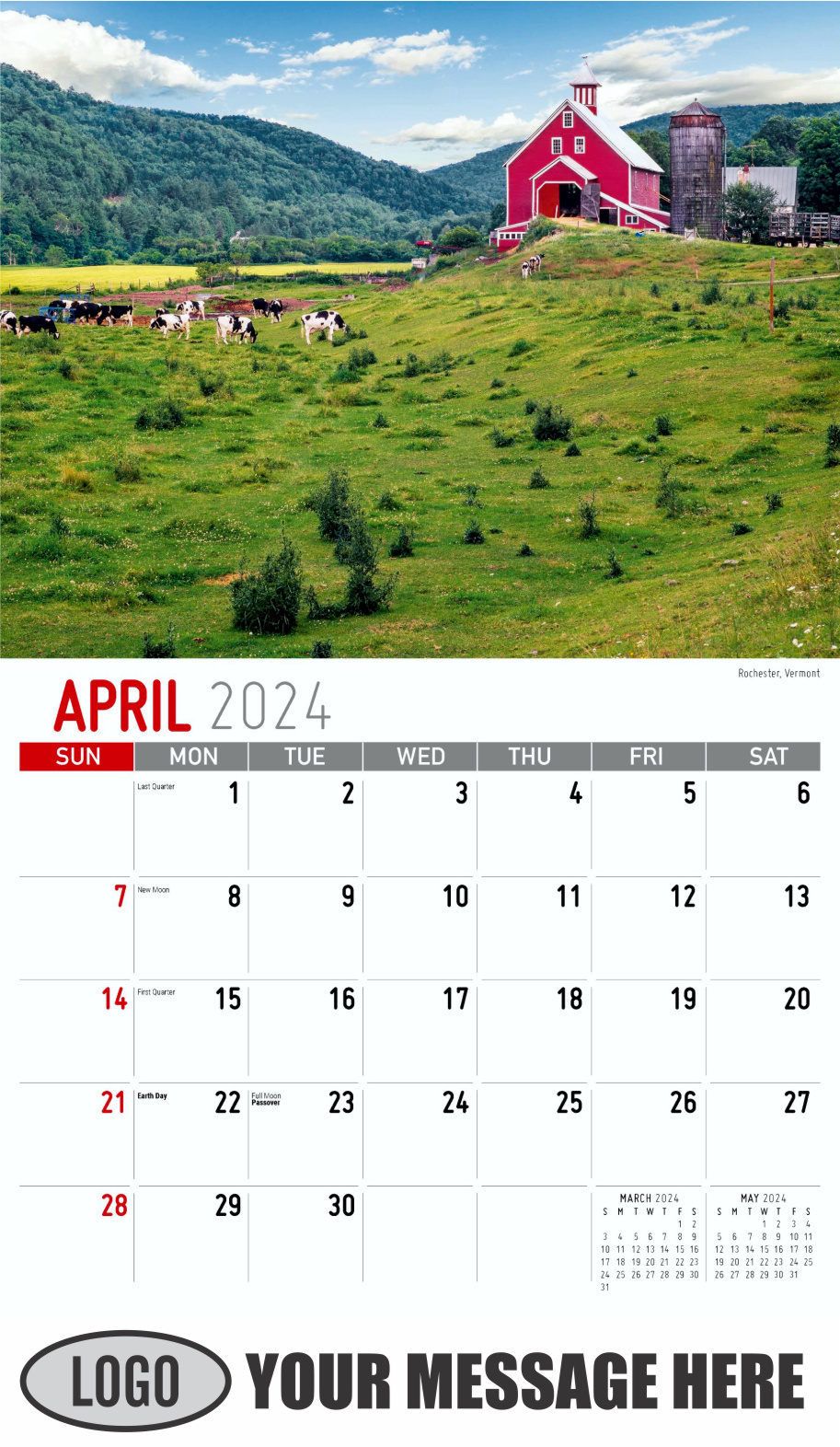 Scenes of New England 2024 Business Advertising Wall Calendar - April