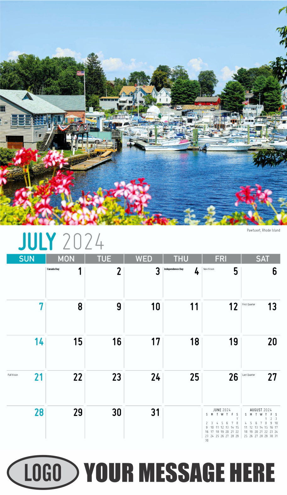 Scenes of New England 2024 Business Advertising Wall Calendar - July