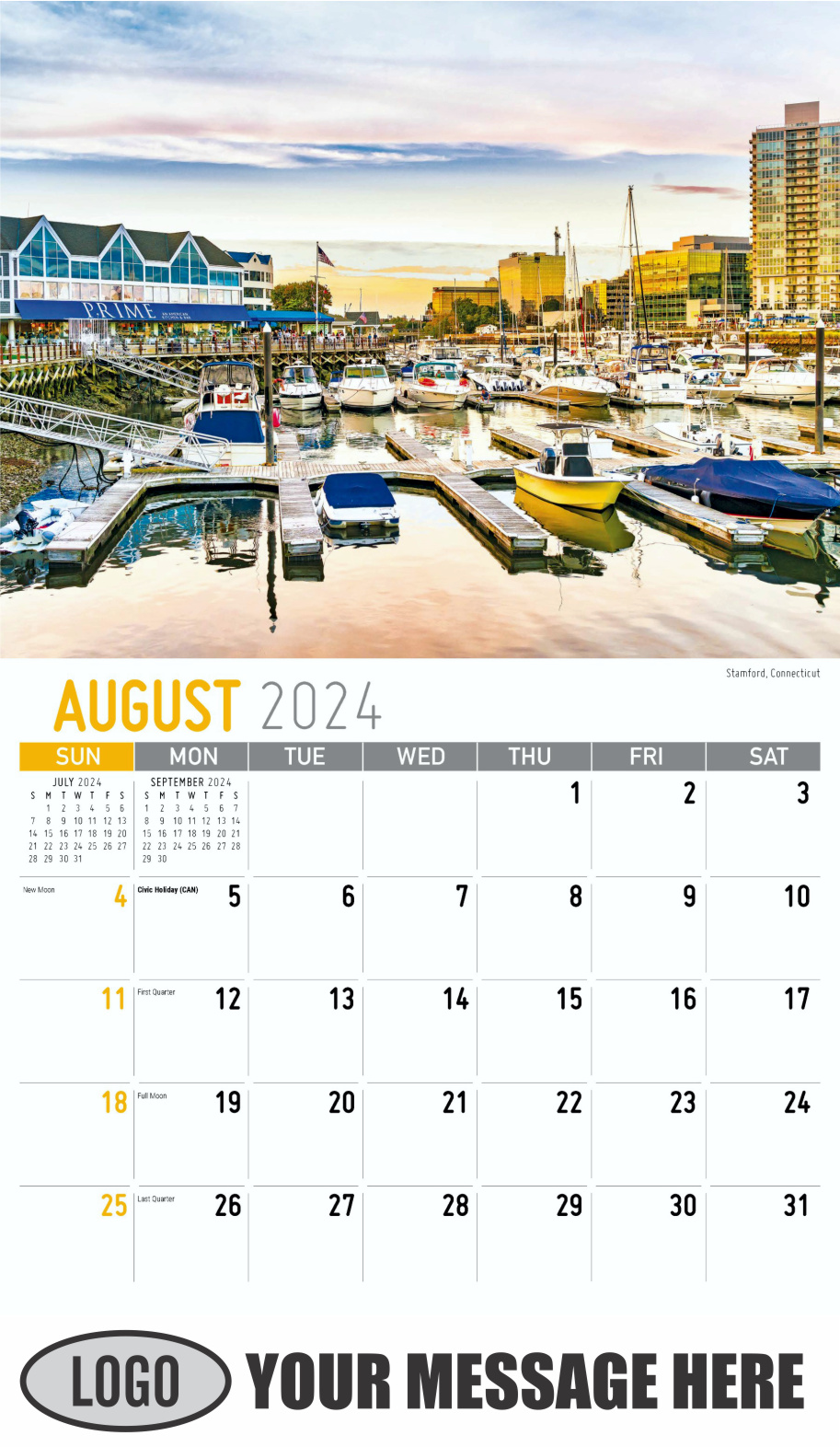 Scenes of New England 2024 Business Advertising Wall Calendar - August