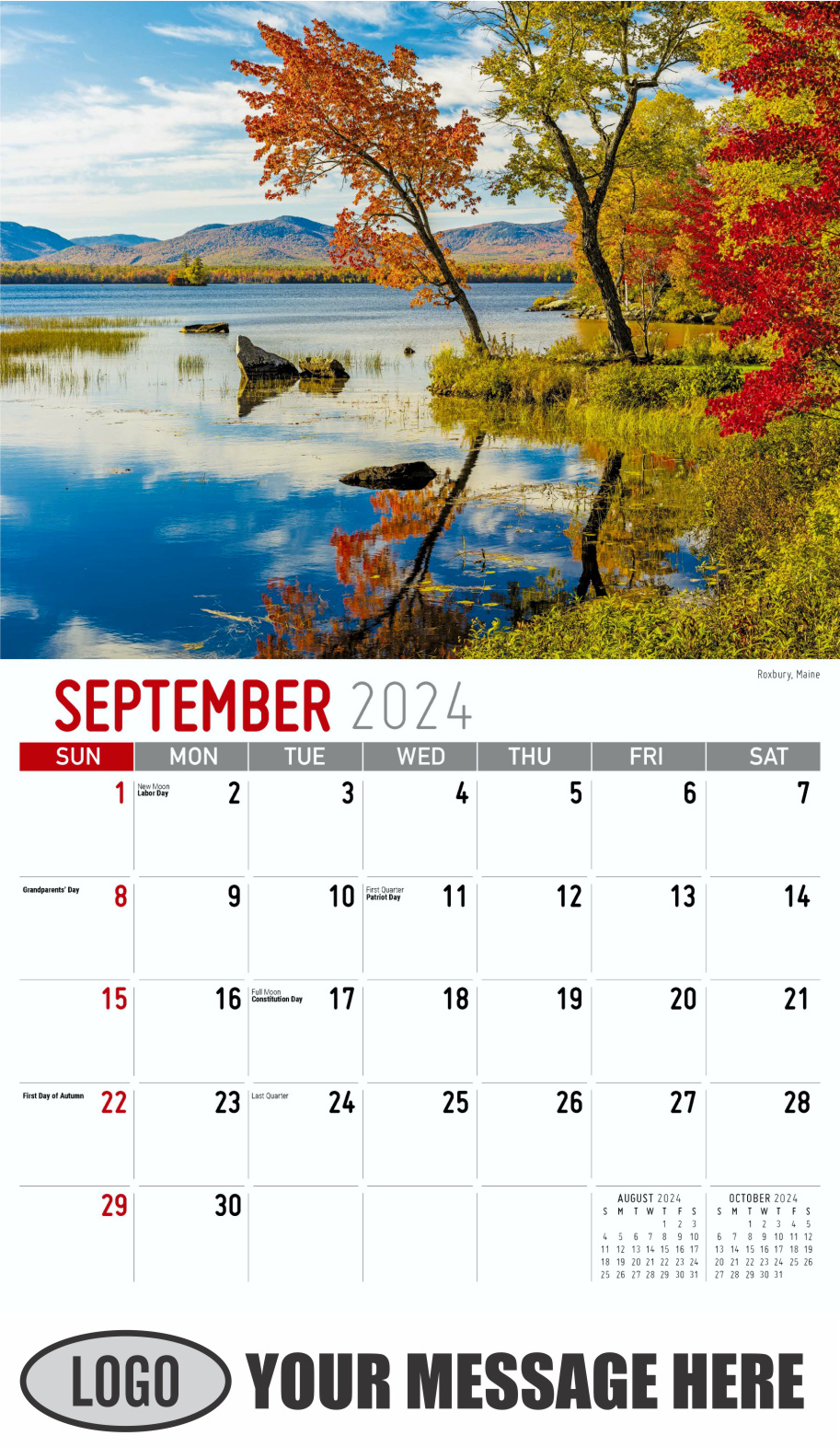 Scenes of New England 2024 Business Advertising Wall Calendar - September