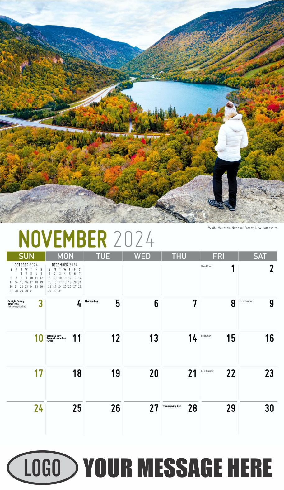 Scenes of New England 2024 Business Advertising Wall Calendar - November