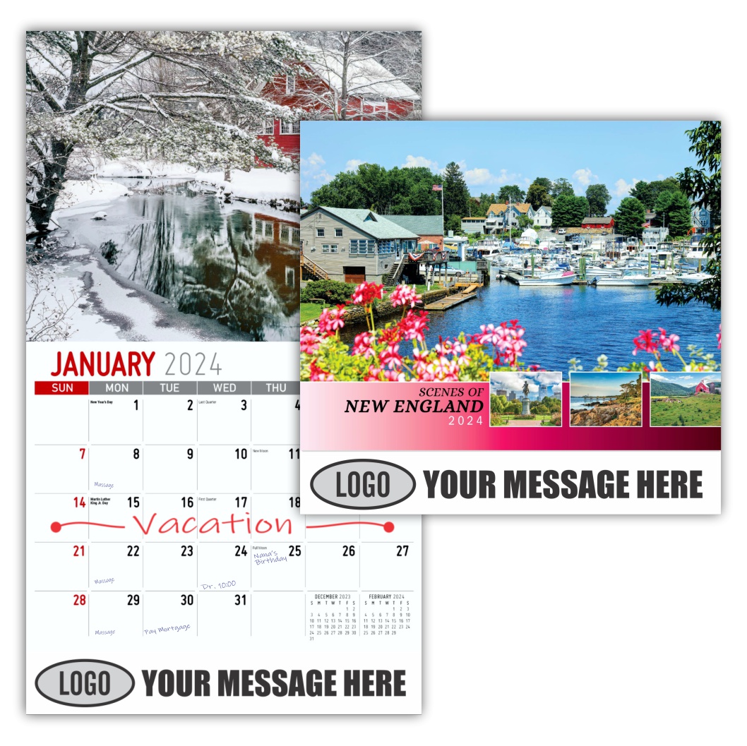 Scenes of New England 2024 Business Advertising Wall calendar
