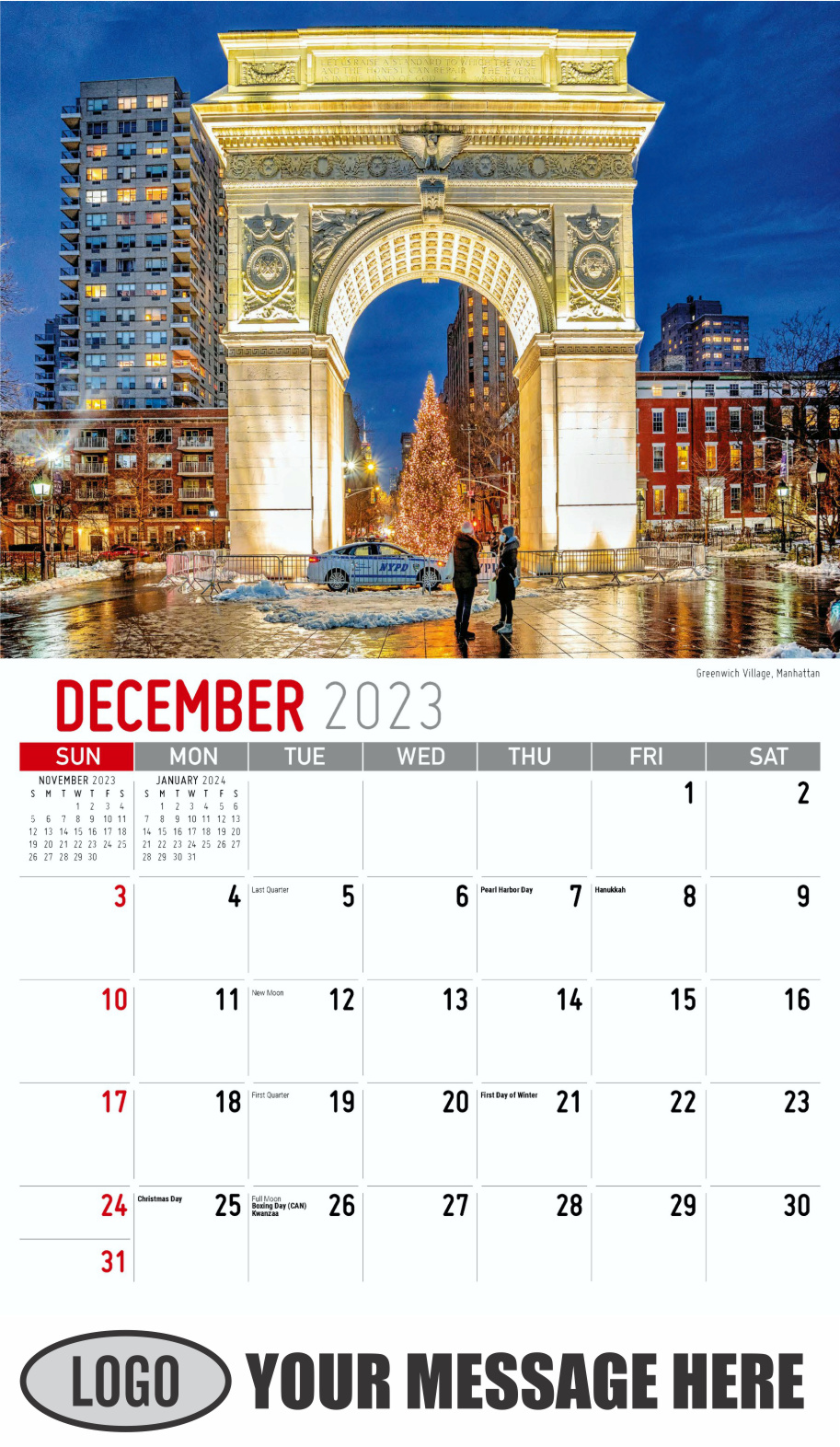 Scenes of New York 2024 Business Promotional Wall Calendar - December_a