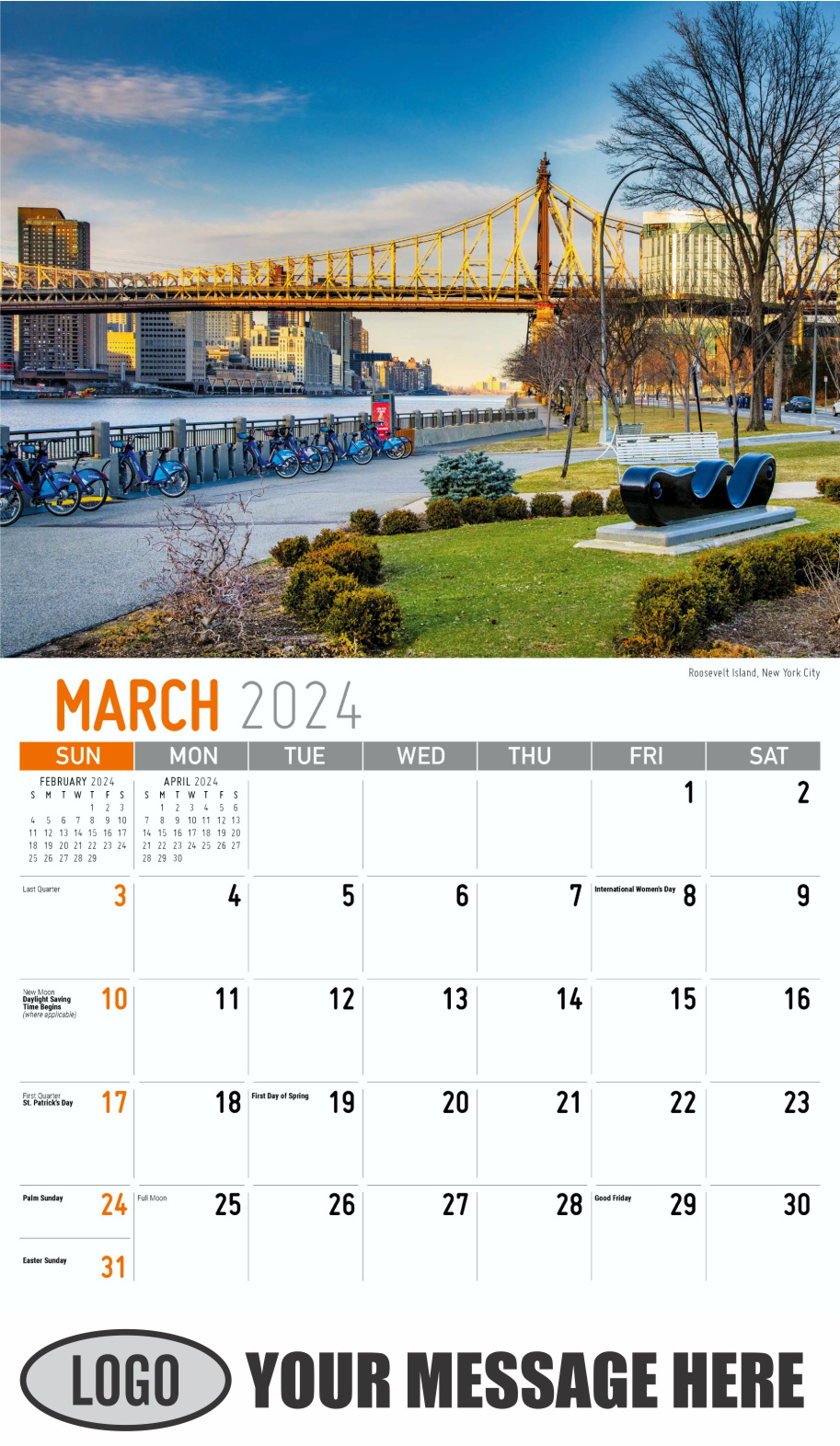 Scenes of New York 2024 Business Promotional Wall Calendar - March
