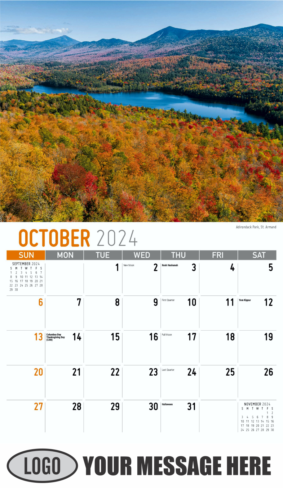 Scenes of New York 2024 Business Promotional Wall Calendar - October