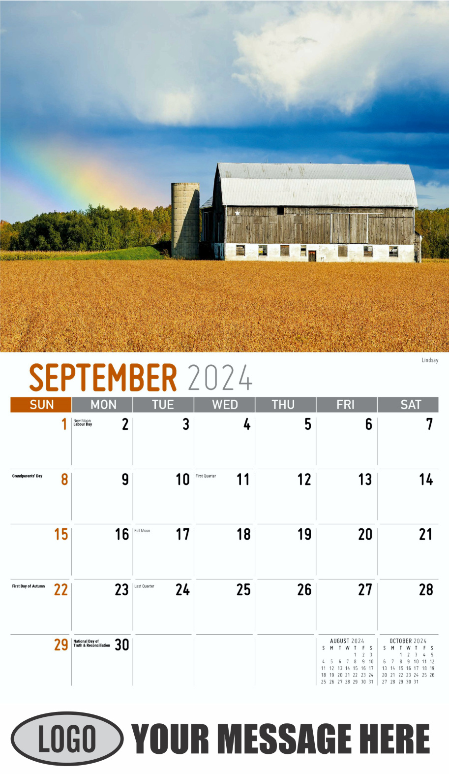 Scenes of Ontario 2024 Business Promo Wall Calendar - September