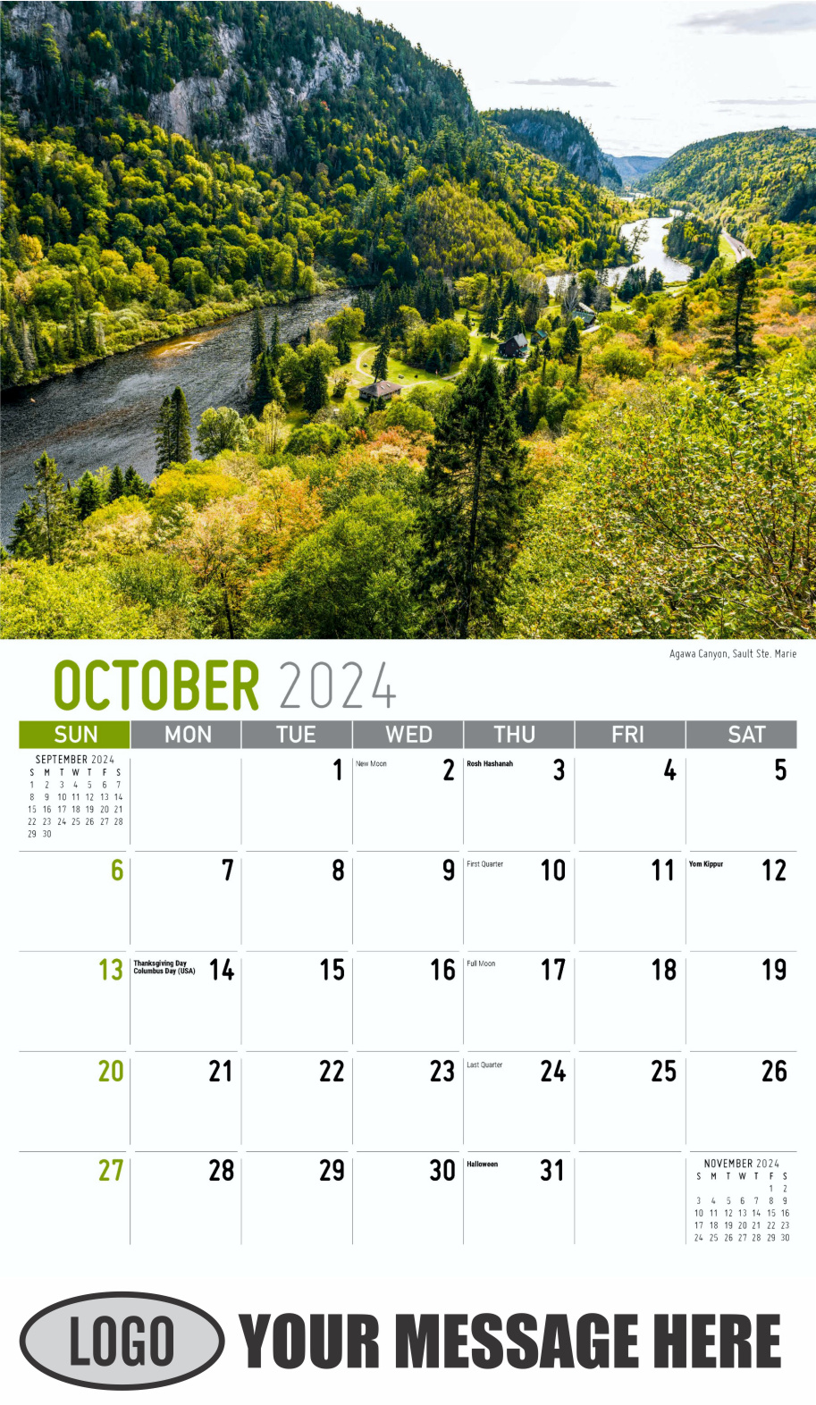 Scenes of Ontario 2024 Business Promo Wall Calendar - October