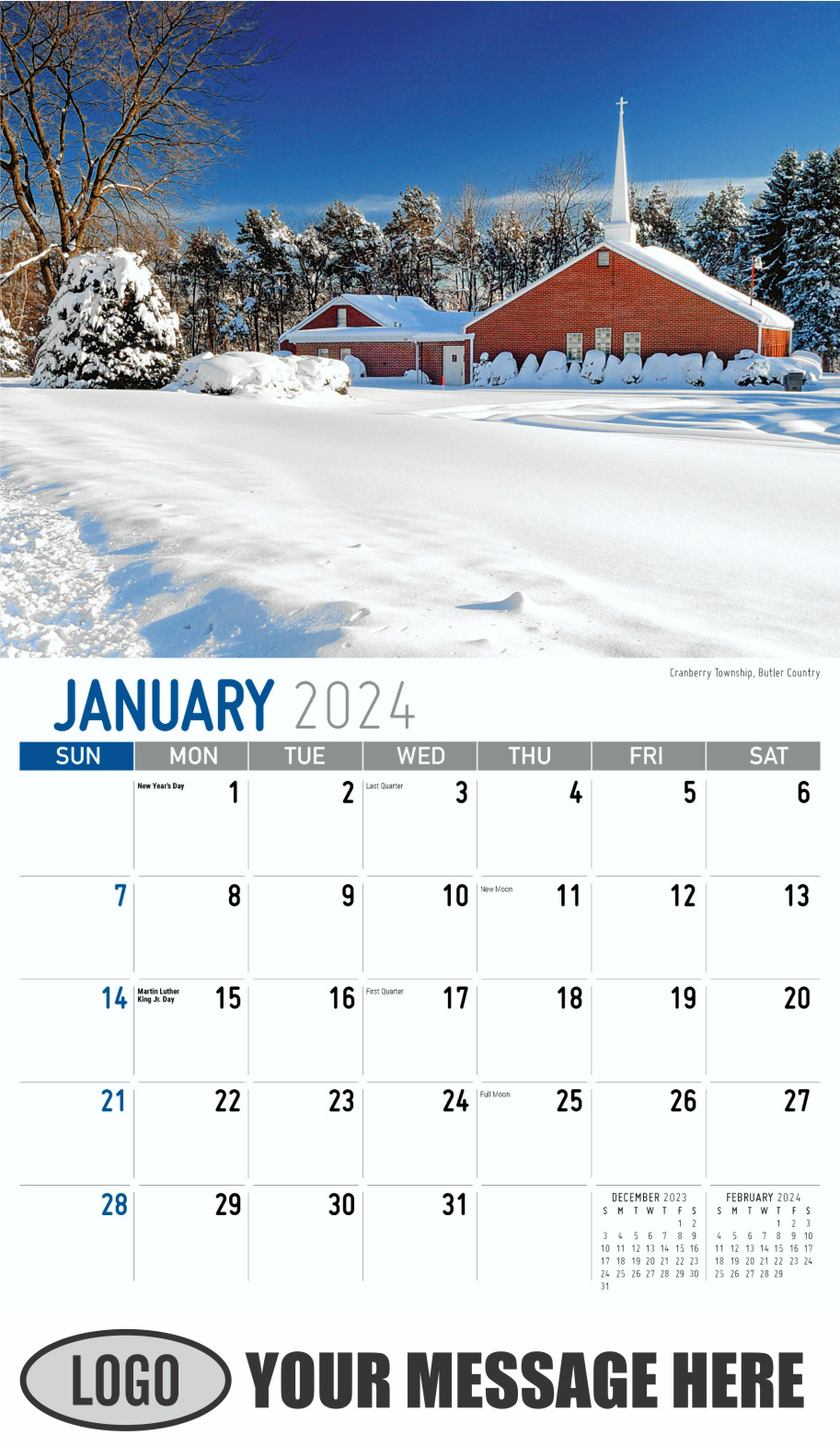 Scenes of Pennsylvania 2024 Business Promotion Calendar - January