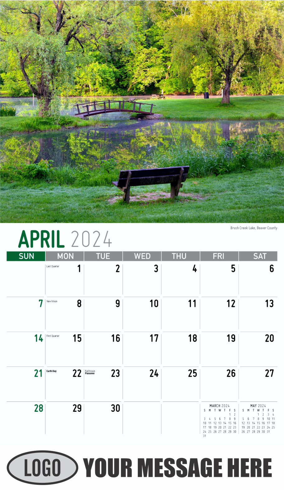 Scenes of Pennsylvania 2024 Business Promotion Calendar - April
