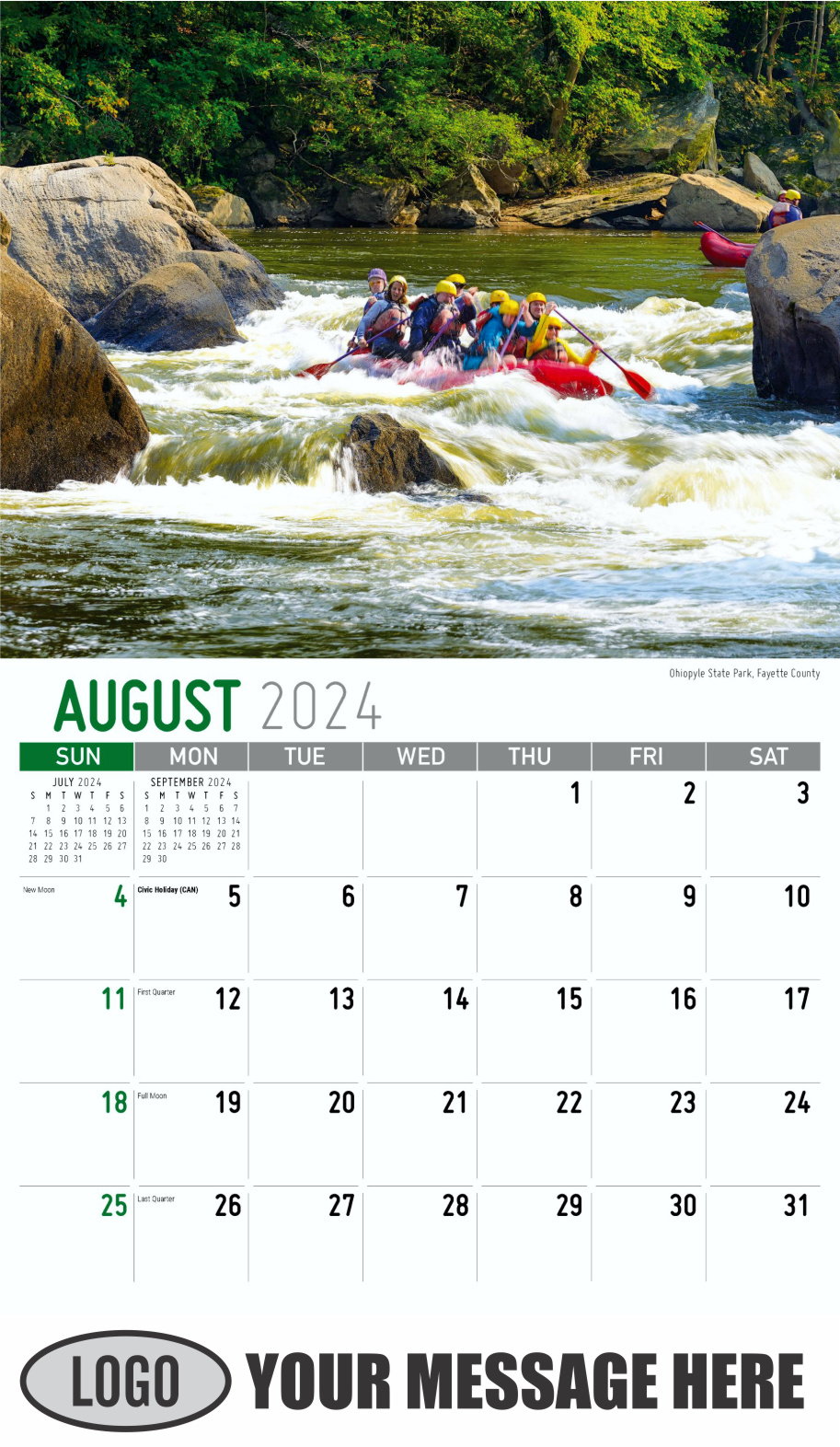 Scenes of Pennsylvania 2024 Business Promotion Calendar - August