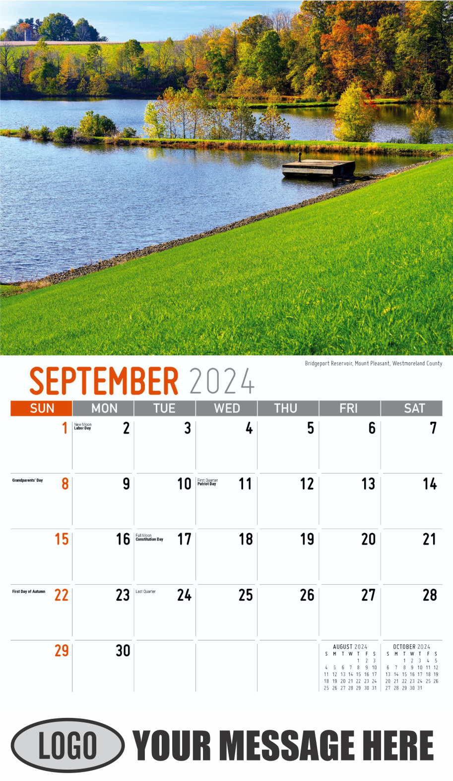 Scenes of Pennsylvania 2024 Business Promotion Calendar - September