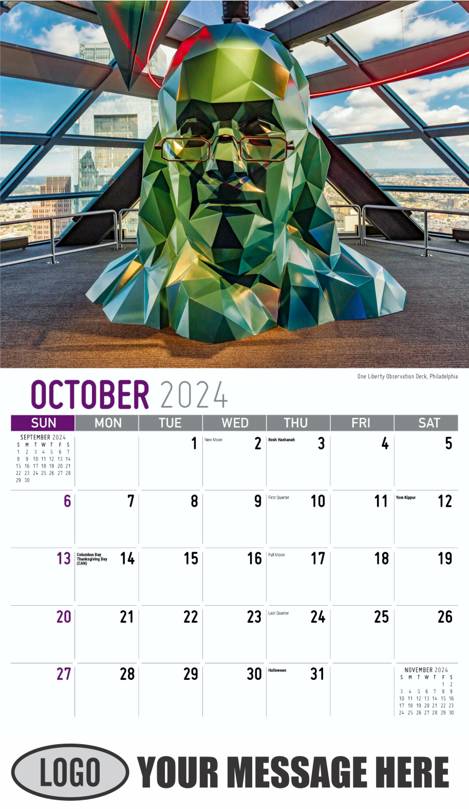 Scenes of Pennsylvania 2024 Business Promotion Calendar - October
