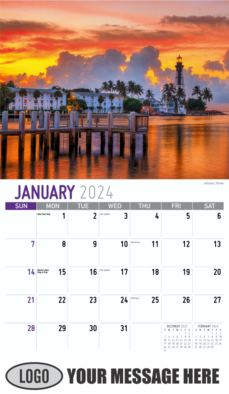 Scenes of Southeast USA 2024 Business Promo Wall Calendar - January