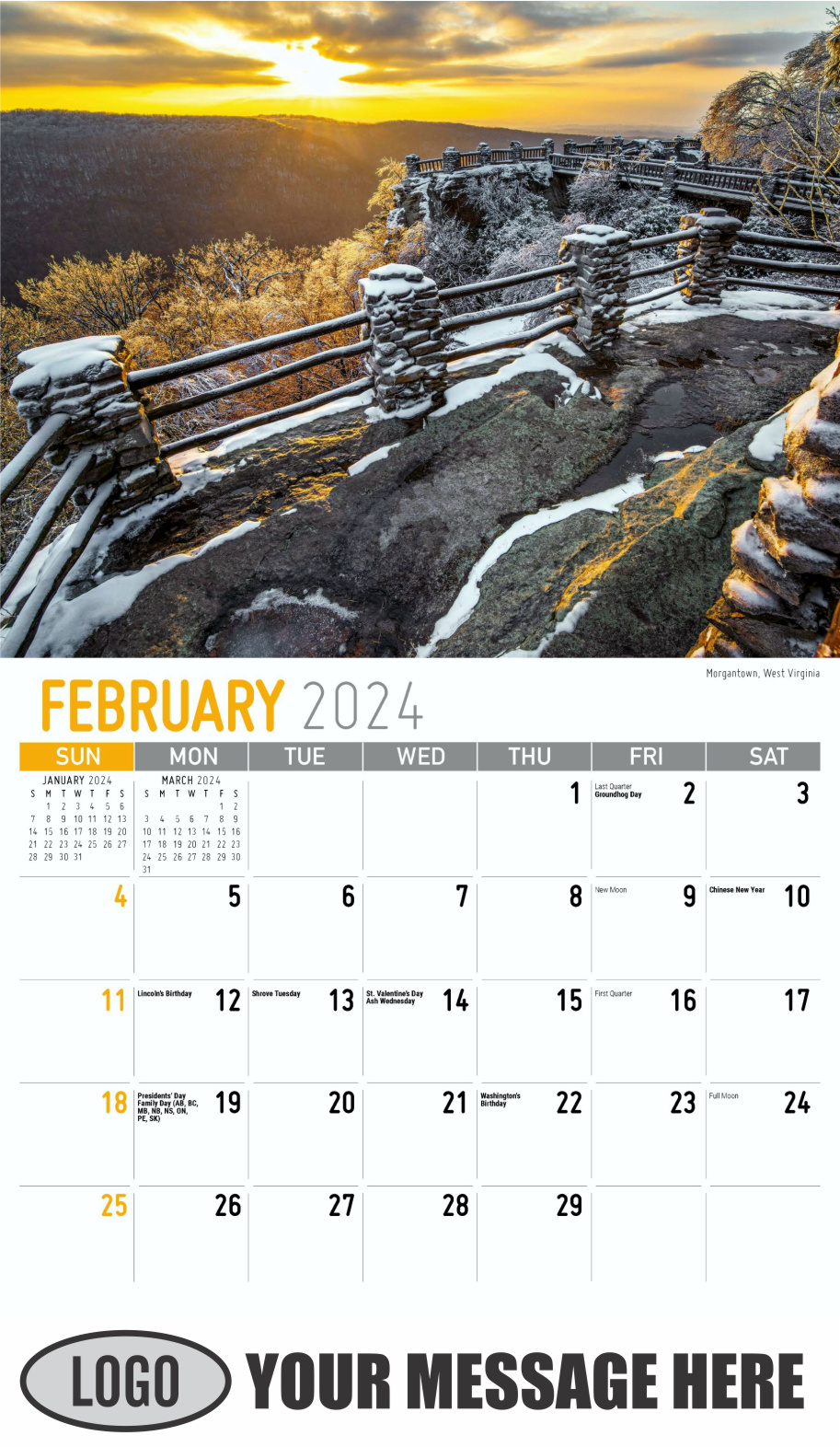 Scenes of Southeast USA 2024 Business Promo Wall Calendar - February