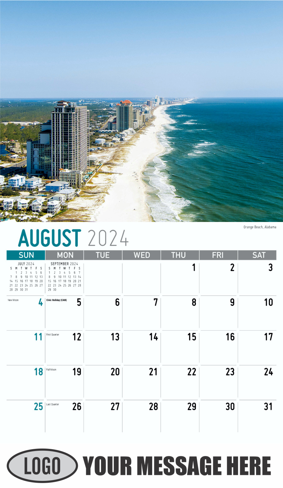 Scenes of Southeast USA 2024 Business Promo Wall Calendar - August