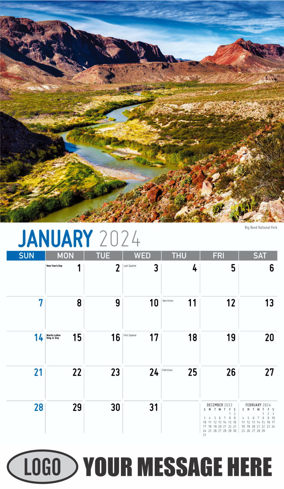 Scenes of Texas 2024 Business Advertising Calendar - January