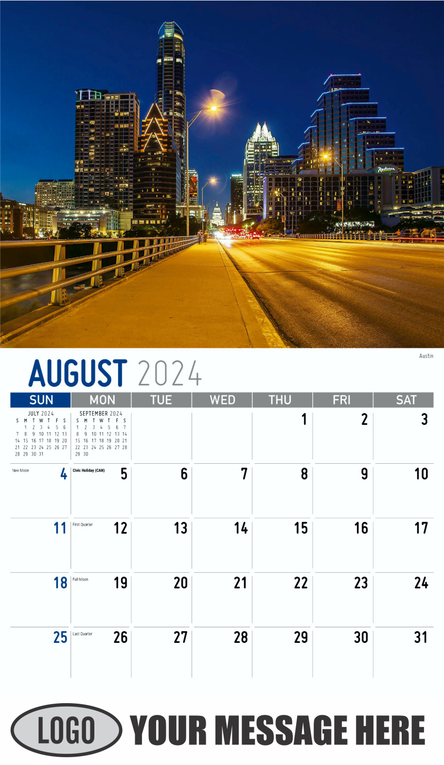 Scenes of Texas 2024 Business Advertising Calendar - August