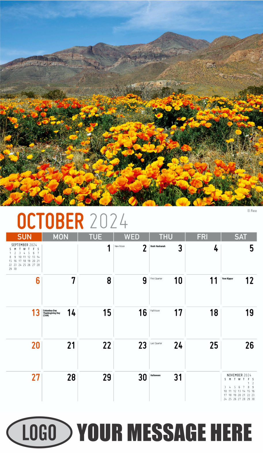 Scenes of Texas 2024 Business Advertising Calendar - October