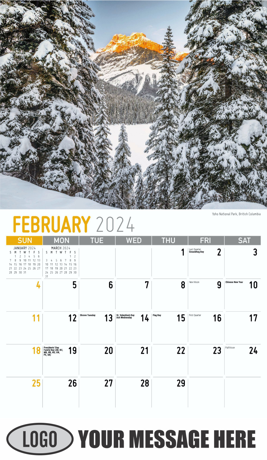 Scenes of Western Canada 2024 Business Promotional Wall Calendar - February
