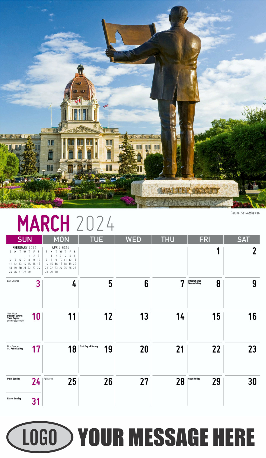 Scenes of Western Canada 2024 Business Promotional Wall Calendar - March
