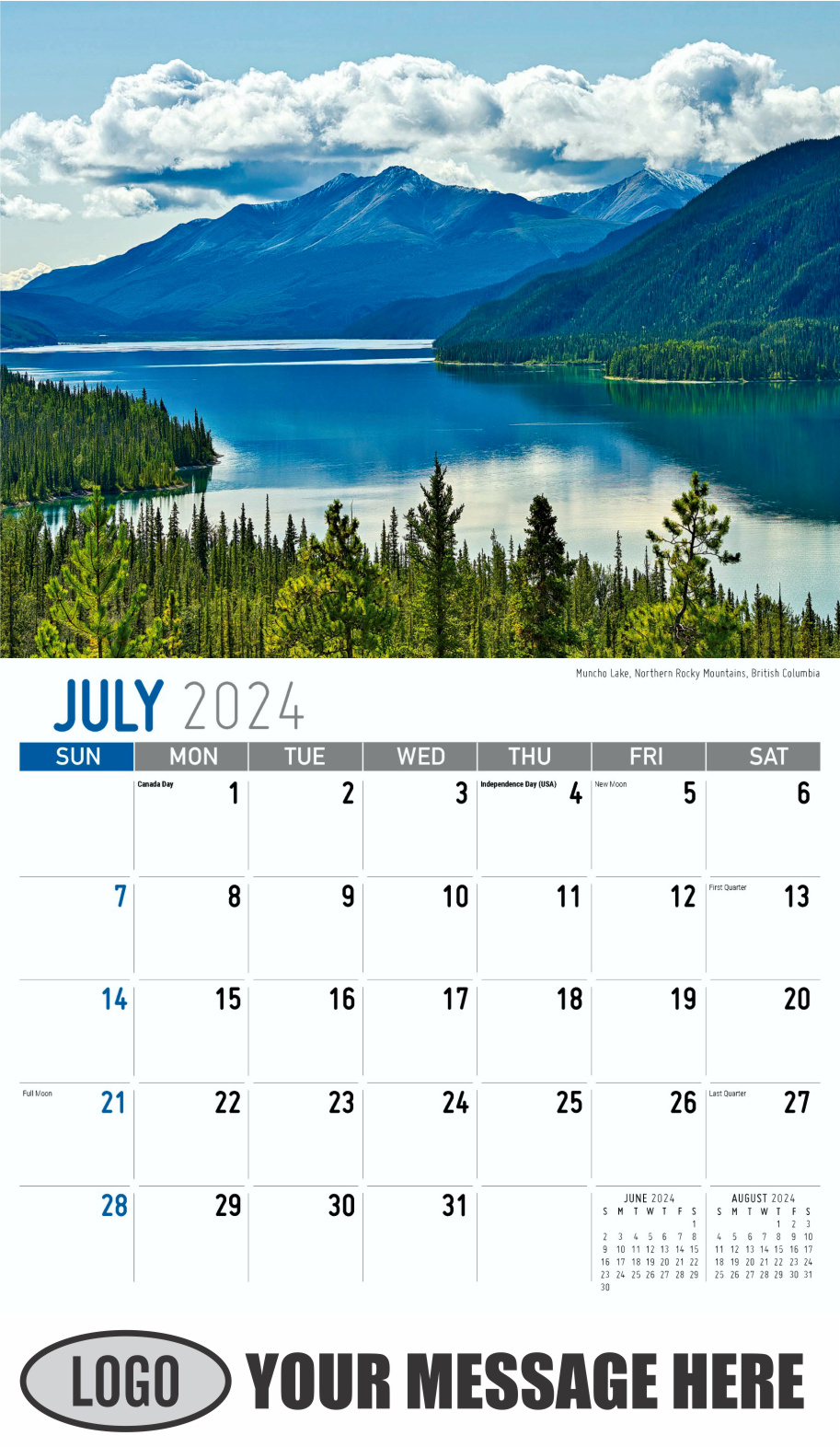 Scenes of Western Canada 2024 Business Promotional Wall Calendar - July