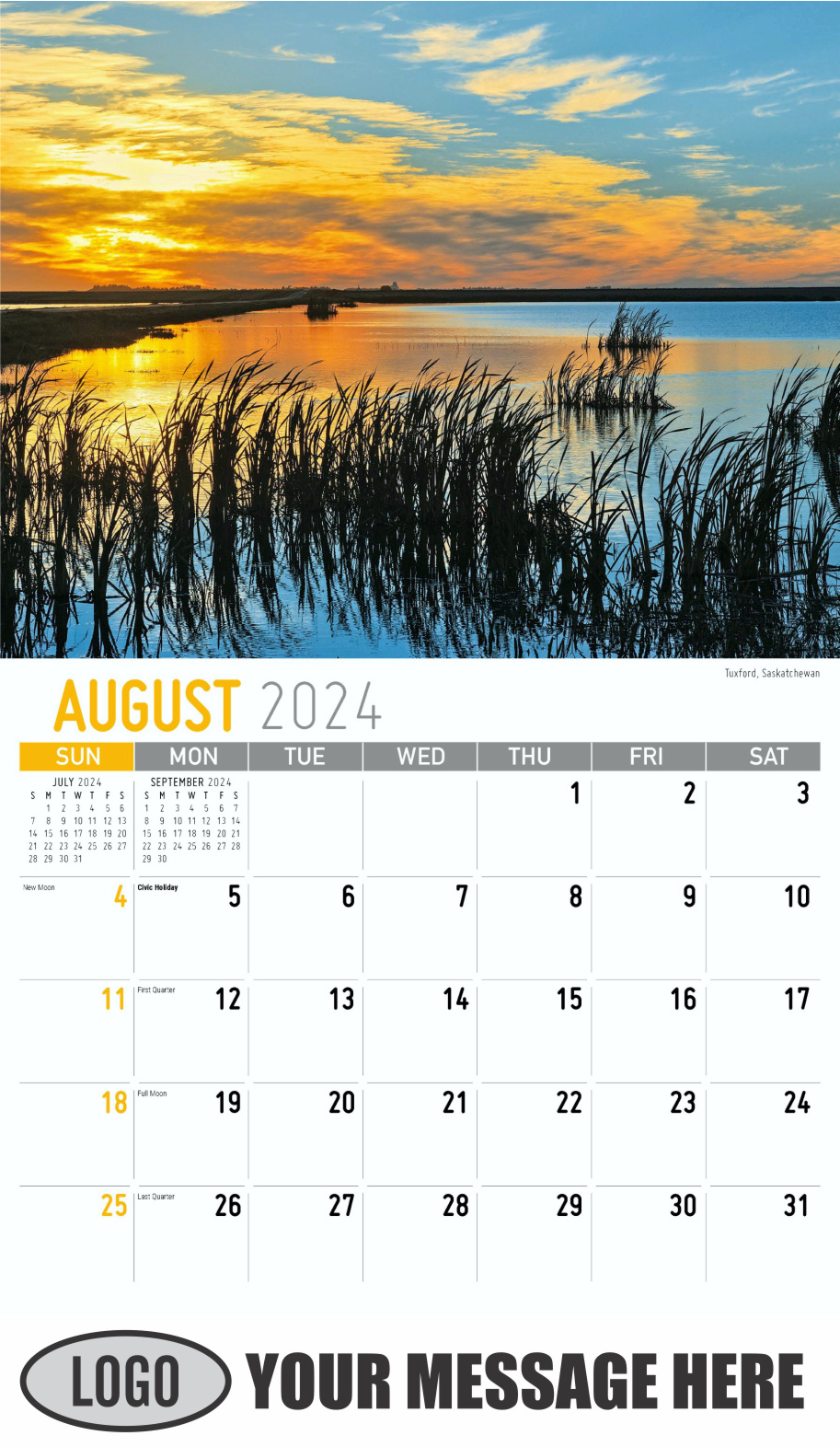 Scenes of Western Canada 2024 Business Promotional Wall Calendar - August