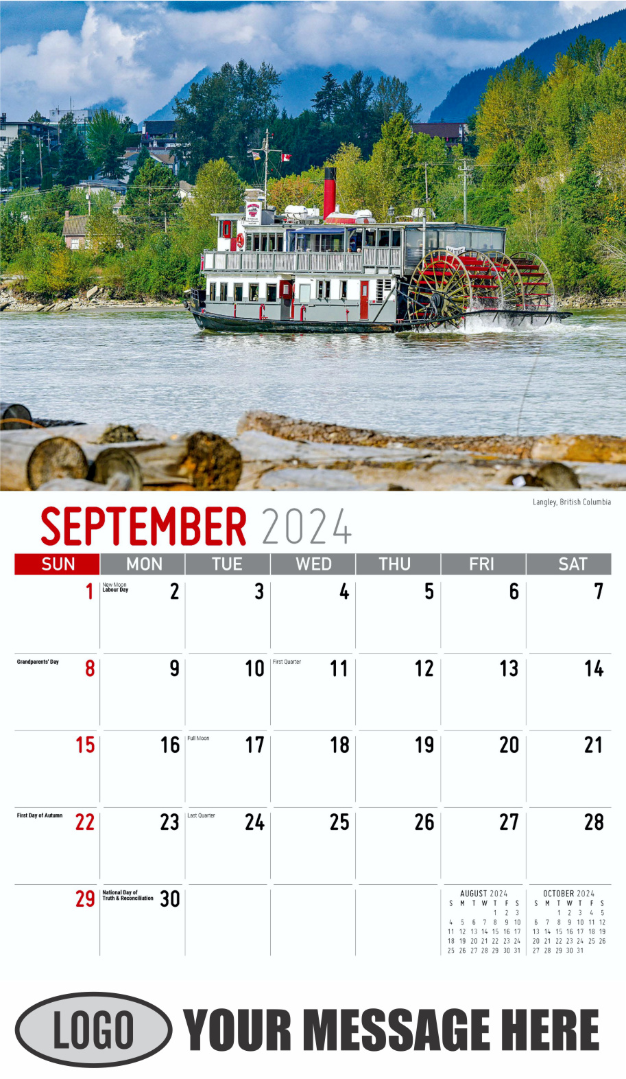 Scenes of Western Canada 2024 Business Promotional Wall Calendar - September