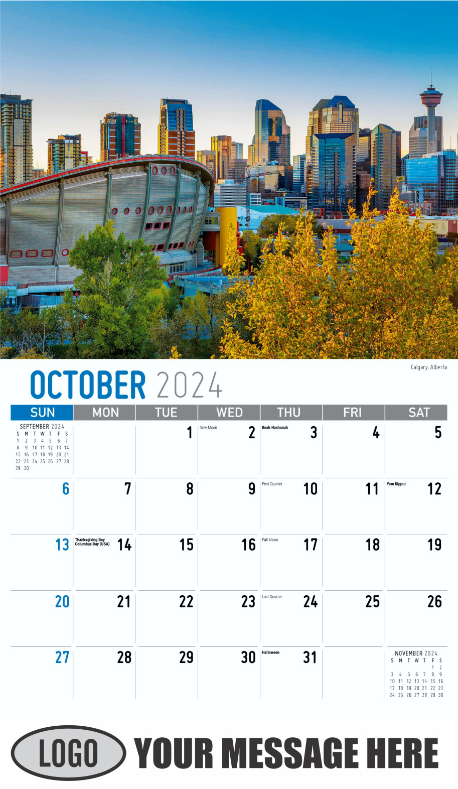 Scenes of Western Canada 2024 Business Promotional Wall Calendar - October