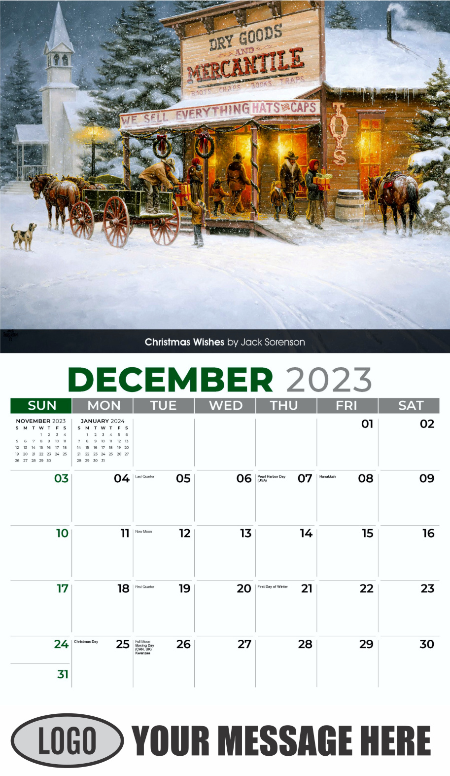 Spirit of the Old West 2024 Old West Art Business Promo Wall Calendar - December_a