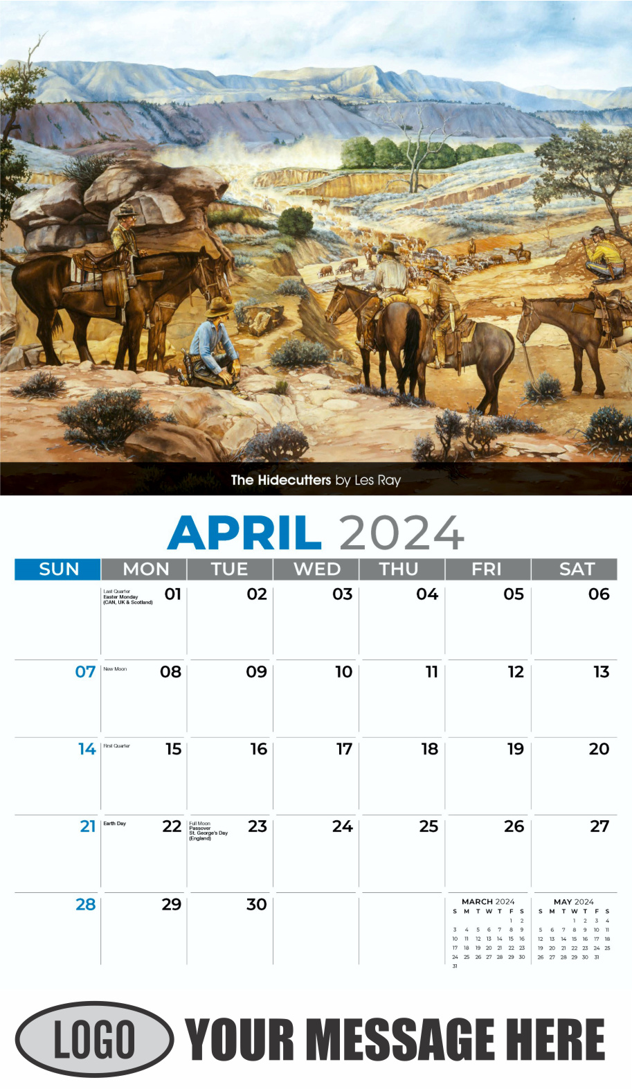Spirit of the Old West 2024 Old West Art Business Promo Wall Calendar - April