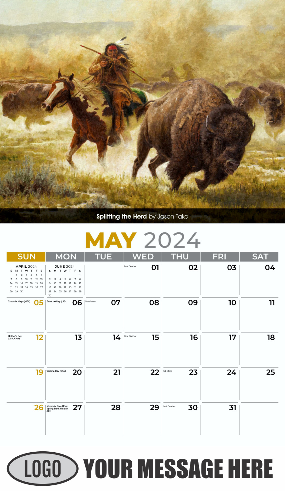 Spirit of the Old West 2024 Old West Art Business Promo Wall Calendar - May