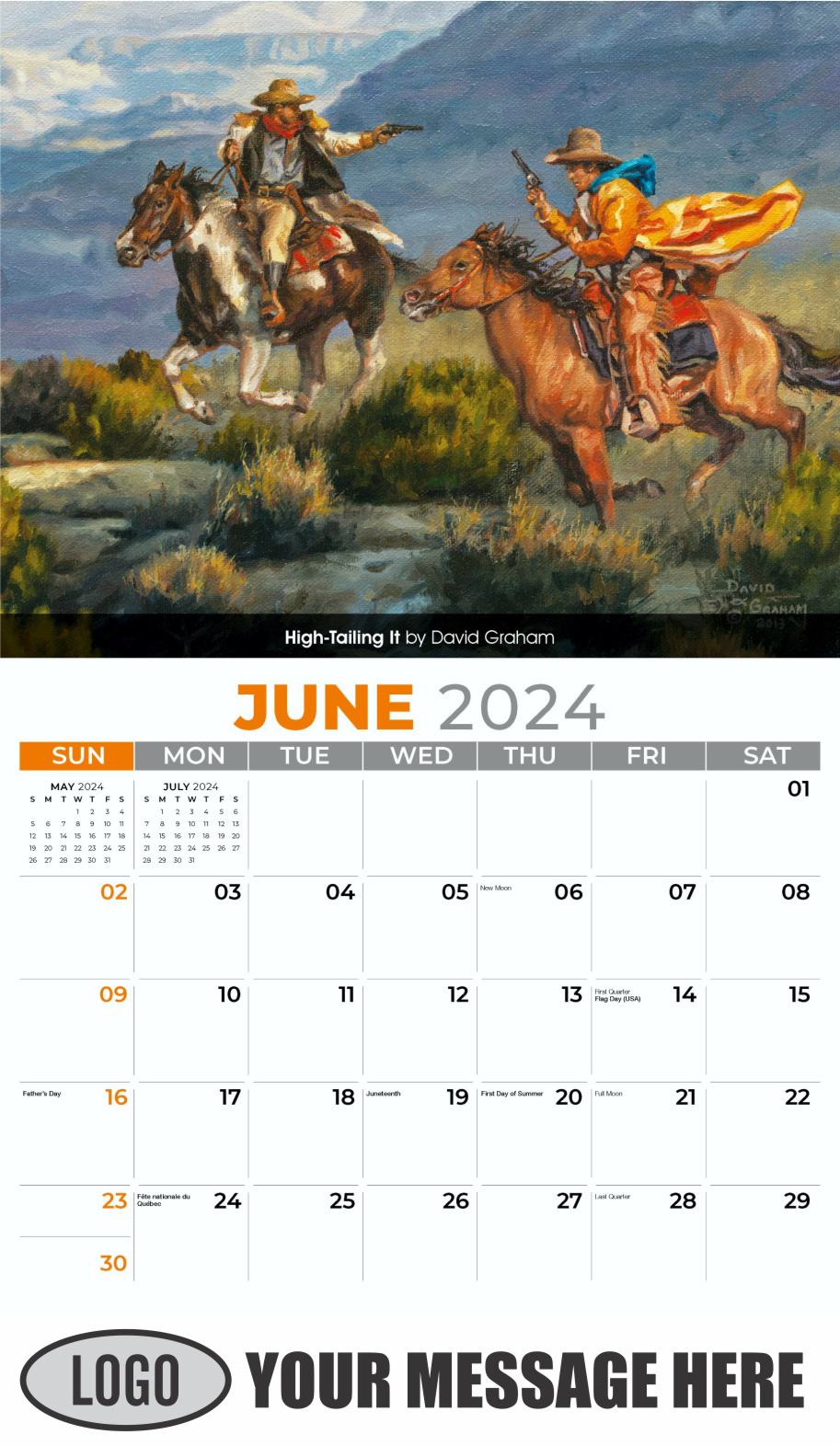 Spirit of the Old West 2024 Old West Art Business Promo Wall Calendar - June