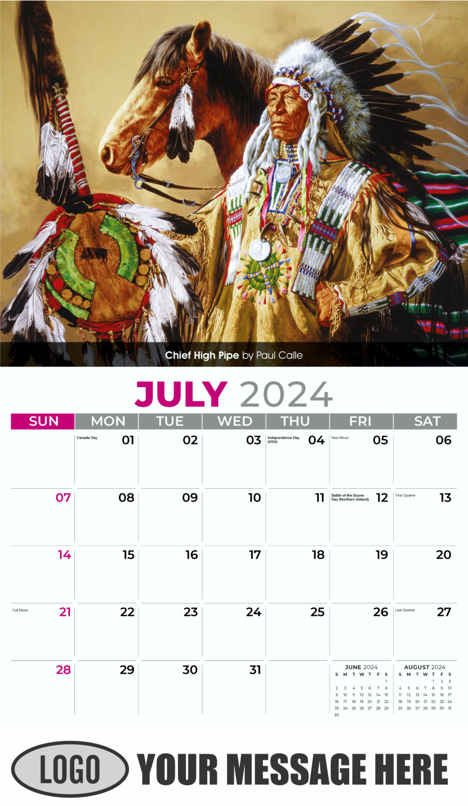 Spirit of the Old West 2024 Old West Art Business Promo Wall Calendar - July