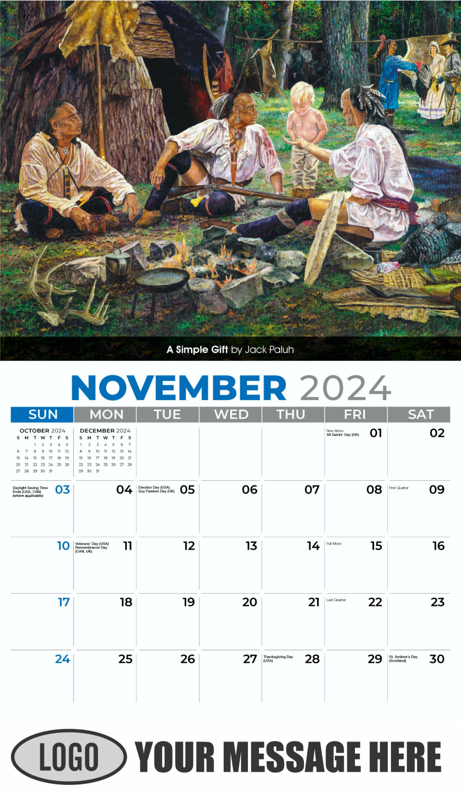 Spirit of the Old West 2024 Old West Art Business Promo Wall Calendar - November
