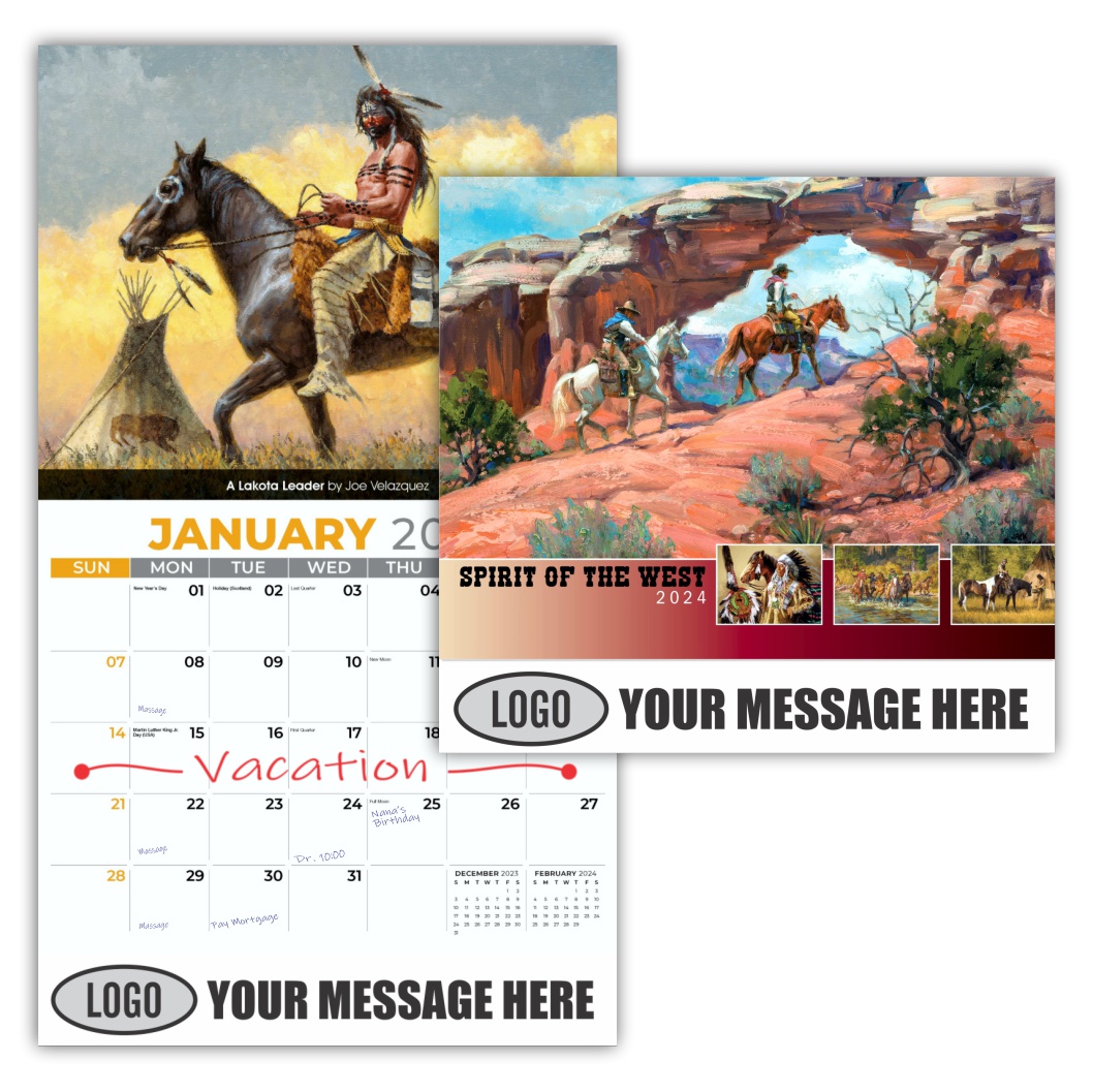 Spirit of the Old West 2024 Old West Art Business Promo Wall calendar