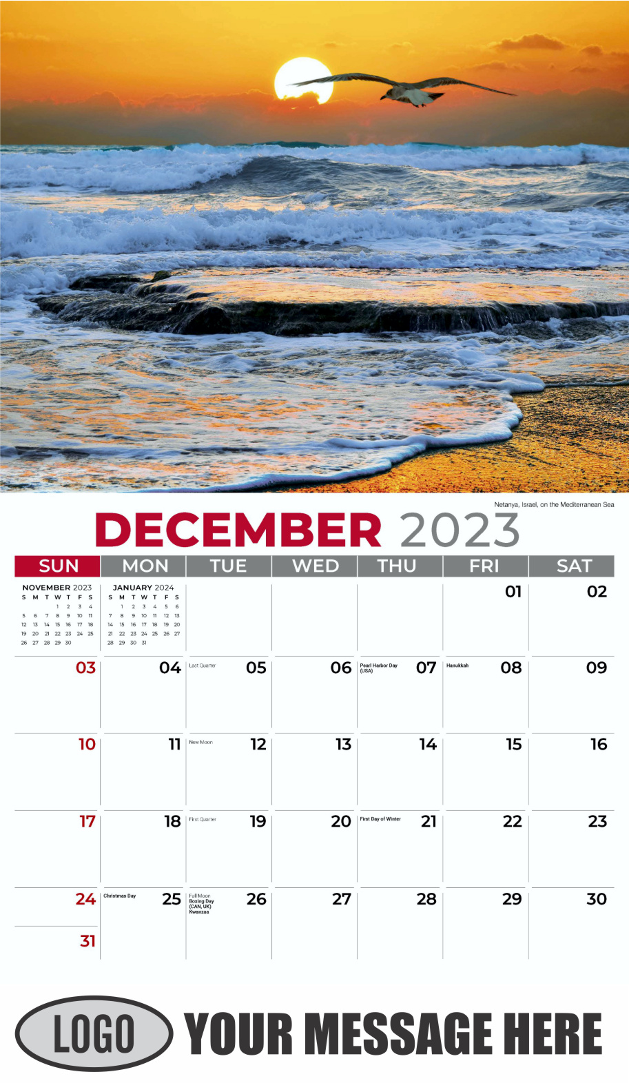 Sun, Sand and Surf 2024 Business Advertsing Wall Calendar - December_a