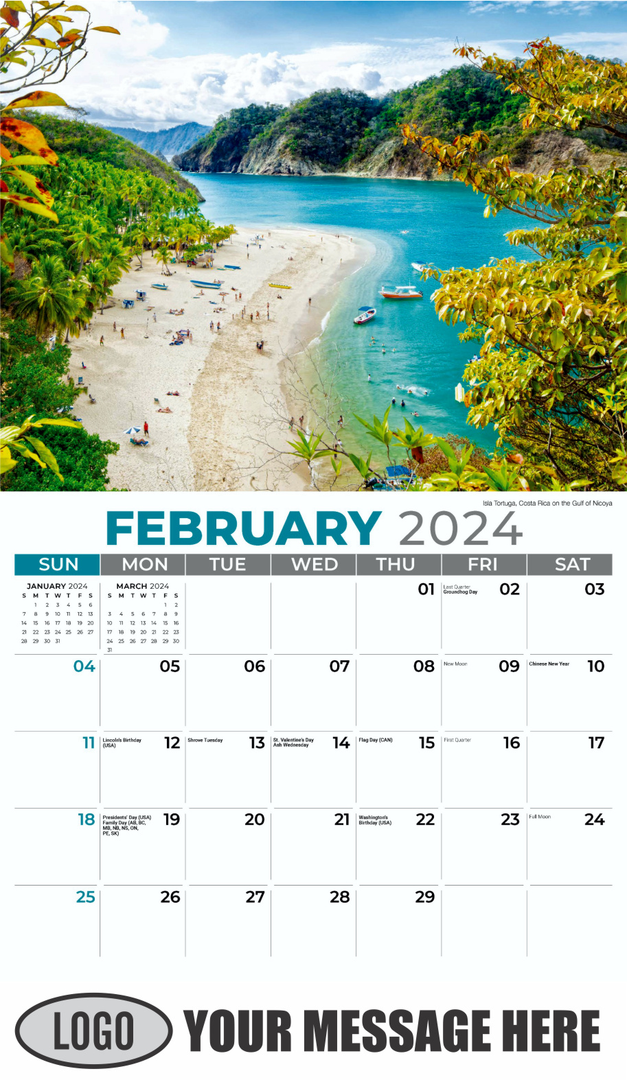 Sun, Sand and Surf 2024 Business Advertsing Wall Calendar - February